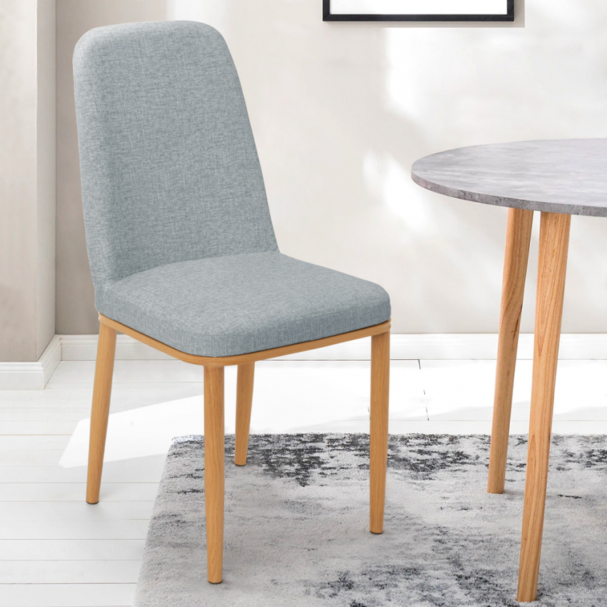 Sillas de diseño para cocina bar restaurante tela sintética y metal con efecto madera Davos Light Oferta