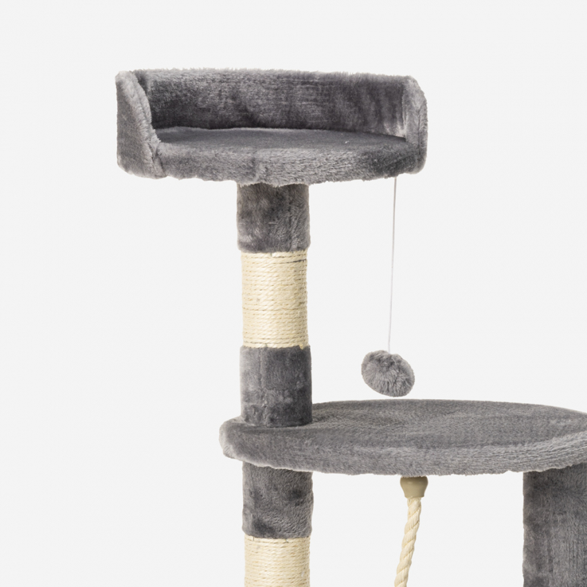 Rascador para gatos con columna de 3 pisos de cuerda de sisal 115