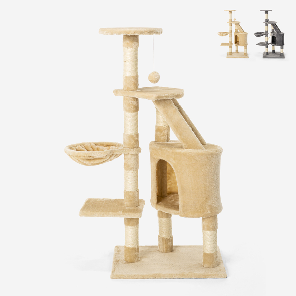 Rascador gato, árbol con cama de 120 cm, de 4 niveles Bengal