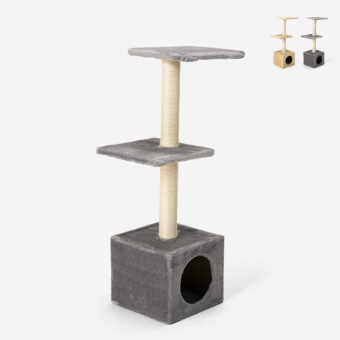 Rascador para gatos 2 pisos 95 cm con plataforma y columna de sisal Pixiebob