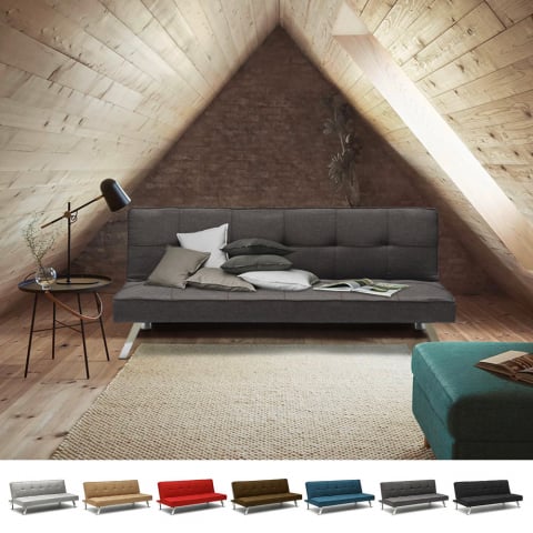Sofá cama de tejido 2 plazas diseño moderno Gemma clic-clac