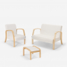 Sofá, sillón, reposapiés de salón escandinavo de madera y tela Gyda Elección