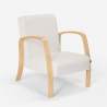 Sofá, sillón, reposapiés de salón escandinavo de madera y tela Gyda Precio