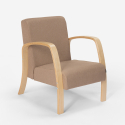 Sofá, sillón, reposapiés de salón escandinavo de madera y tela Gyda Compra
