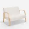 Sofá, sillón, reposapiés de salón escandinavo de madera y tela Gyda 