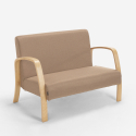 Sofá, sillón, reposapiés de salón escandinavo de madera y tela Gyda 