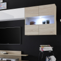 Mueble de pared con soporte para TV de madera blanca brillante moderna Nice Descueto
