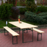 Stock de cervecería 8 piezas mesas y bancos plegables de madera 220 x 80 Oletan Descueto