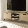 Mueble de TV de diseño escandinavo con 2 puertas de madera y compartimento abierto Palma Oferta