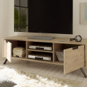 Mueble de TV de diseño escandinavo con 2 puertas de madera y compartimento abierto Palma Rebajas