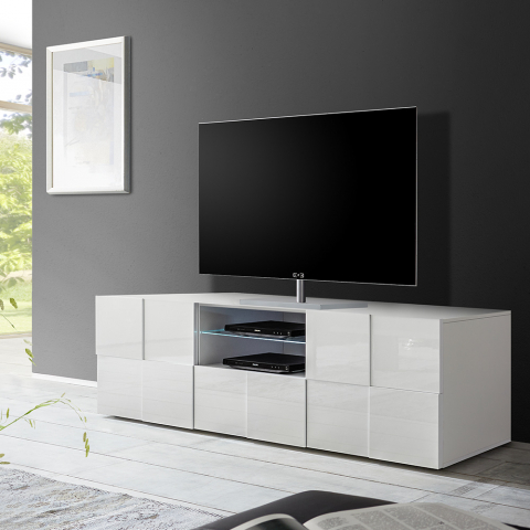Mueble TV moderno 2 puertas con cajón corredizo blanco Dama Promoción