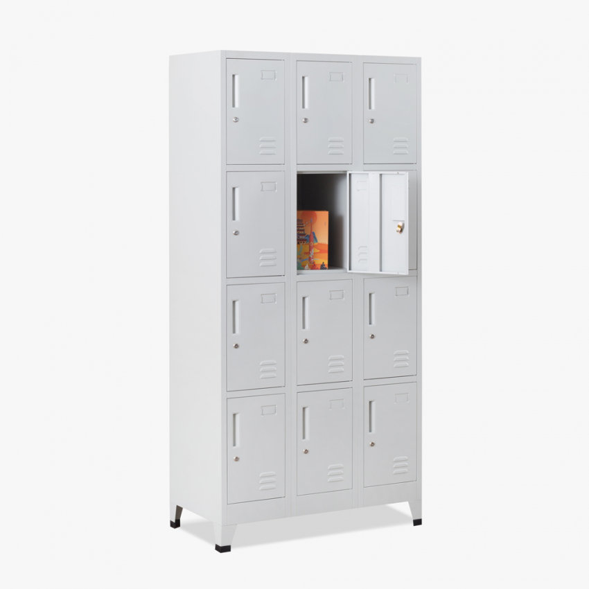 Taquilla de metal con 12 compartimentos para vestidor 90x45 H190 con cerradura Krakatoa Light Promoción