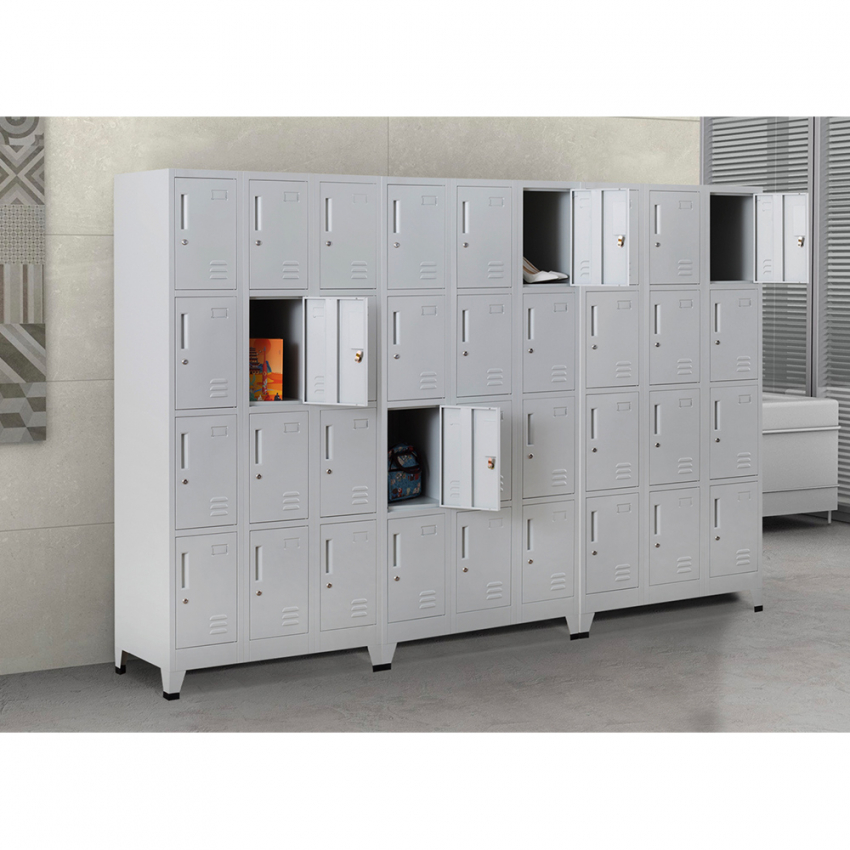  Taquilla de metal con 12 compartimentos para vestidor 90x45 H190 con cerradura Krakatoa Light Promoción>
                        <figcaption><a href=