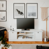 Mueble TV de diseño rústico blanco 160cm Spinle Promoción