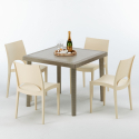 Mesa Cuadrada Beige 90x90 cm y 4 Sillas De Colores Elegance Promoción