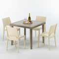 Mesa Cuadrada Beige 90x90 cm y 4 Sillas De Colores Elegance Promoción