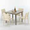 Mesa Cuadrada Beige 90x90 cm y 4 Sillas De Colores Elegance Promoción