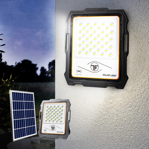 Foco portátil con placa solar de 100W LED 2000 lúmenes teledirigidos Inluminatio M