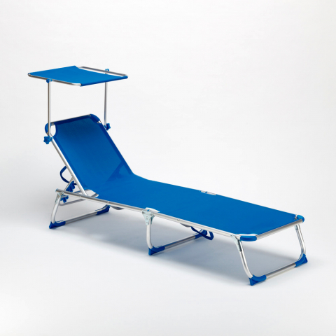 Tumbona plegable portátil de aluminio para playa y piscina California Blue