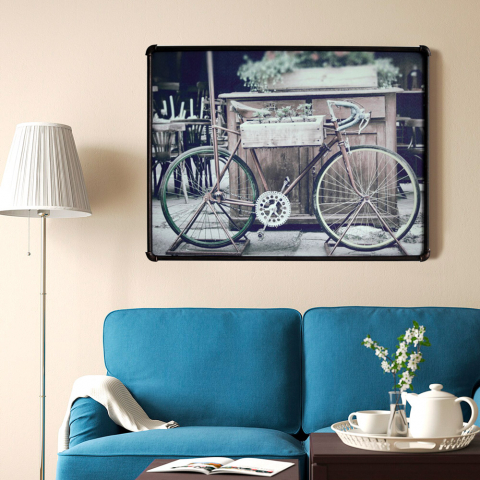 Cuadro decorativo de bicicleta sobre lienzo con estructura tubular de metal 80x60cm Bike Promoción