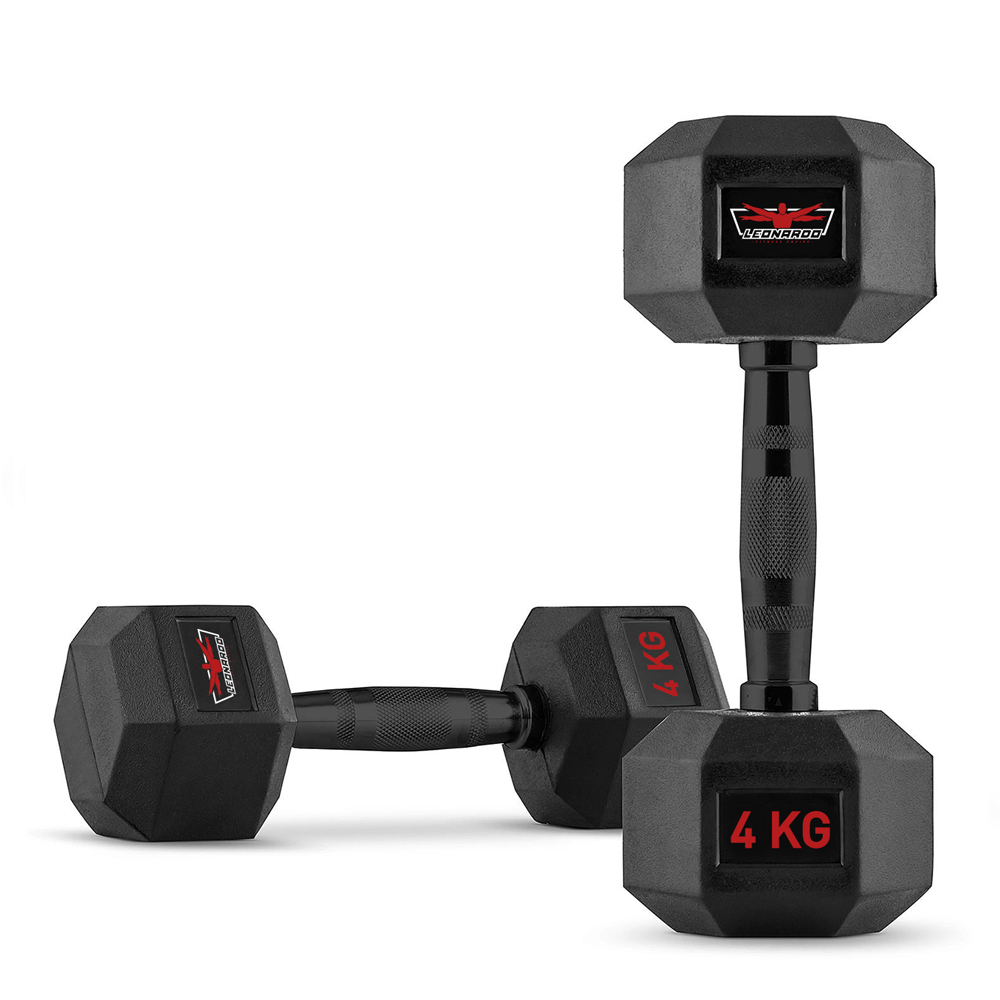 Juego de 2 mancuernas hexagonales cross training de caucho y acero 4kg Goemon