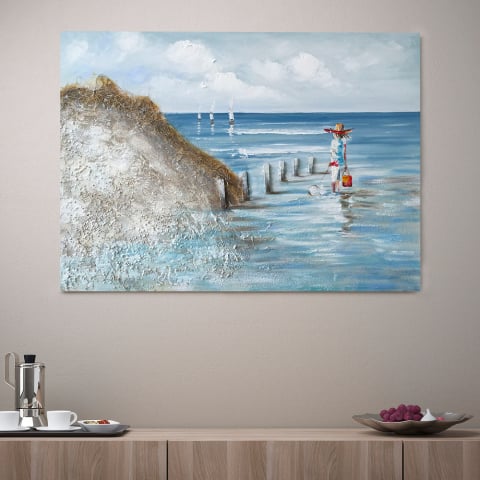 Cuadro decorativo de paisaje de naturaleza pintado a mano 120x90cm By The Seashore