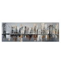 Cuadro decorativo de paisaje urbano pintado a mano sobre lienzo 140x45cm Brooklyn Bridge Venta