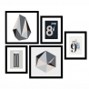 Conjunto de 5 cuadros diseño minimalista impresiones en collage enmarcadas Frame B&W Venta