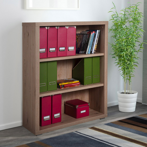 Librería baja vertical de madera 3 estantes diseño moderno Betty Promoción