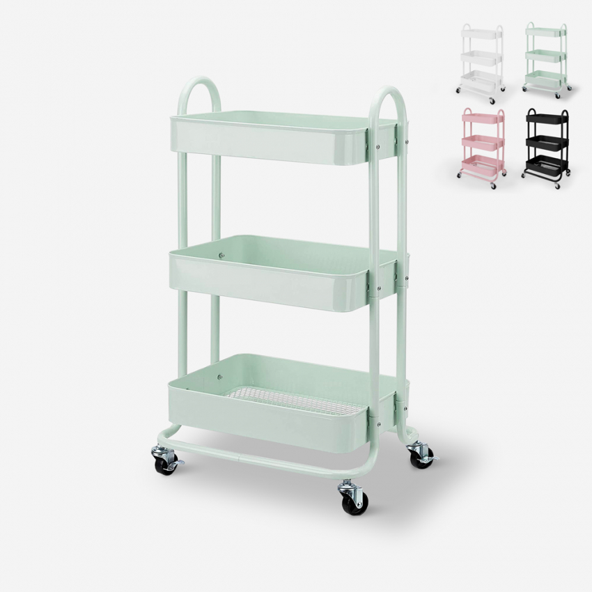 Carrito de comida metálico de 3 estantes con ruedas Sall Oferta Carrito de comida metálico de 3 estantes con ruedas Sall Oferta