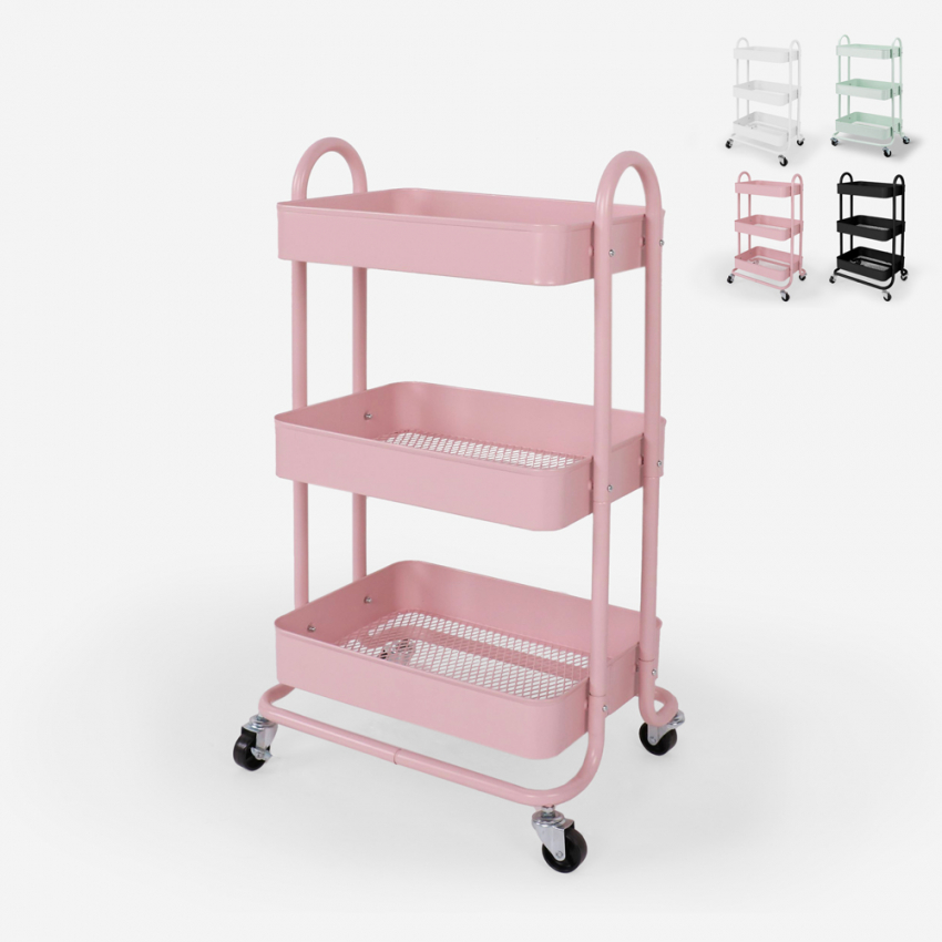 Carrito de comida metálico de 3 estantes con ruedas Sall Rebajas