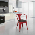 sillas de comedor de metal y madera estilo industrial steel wood arm 