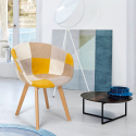 Silla de bar y cocina patchwork en madera y tela Pigeon Modelo