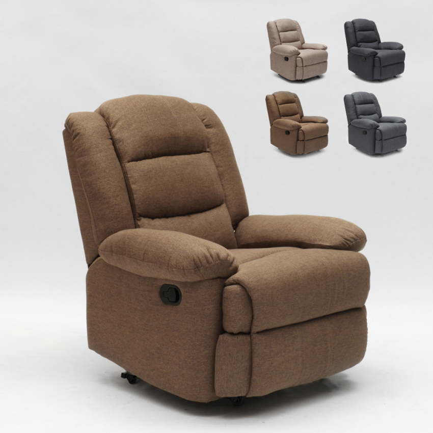 Sillón relax de diseño reclinable con reposapiés y 4 ruedas Maura Sillón relax de diseño reclinable con reposapiés y 4 ruedas Maura
