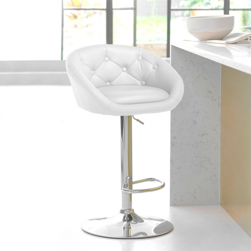  Taburete bar y cocina de cuero polipiel Chesterfield Diseño Tucson Descueto