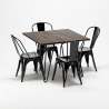 conjunto de mesa cuadrada madera y sillas en metal en estilo industrial Lix pigalle 