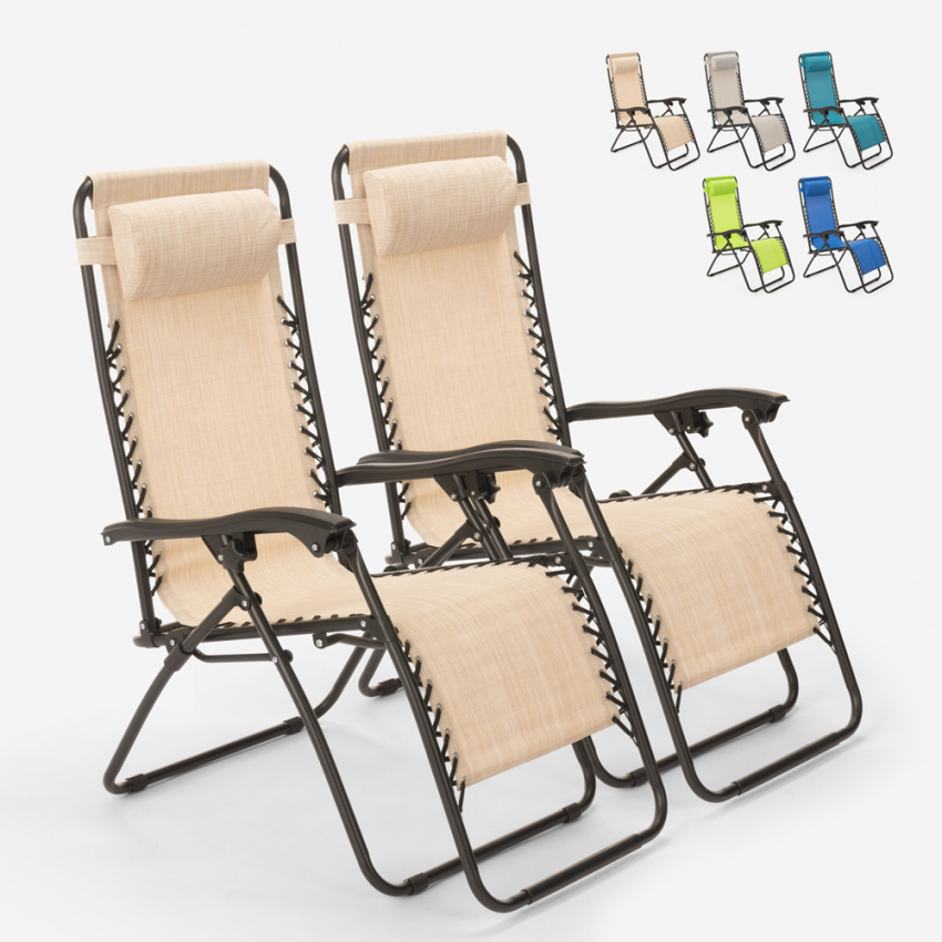 2 sillas de playa tumbona hamaca plegables de jardín de varias posiciones Emily Zero Gravity Oferta