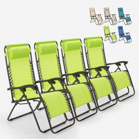 4 sillas de playa tumbonas hamacas plegables de jardín de varias posiciones Emily Zero Gravity Promoción