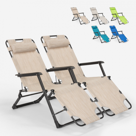 2 sillas de playa tumbona hamaca plegables de jardín multiposición Zero Gravity Promoción