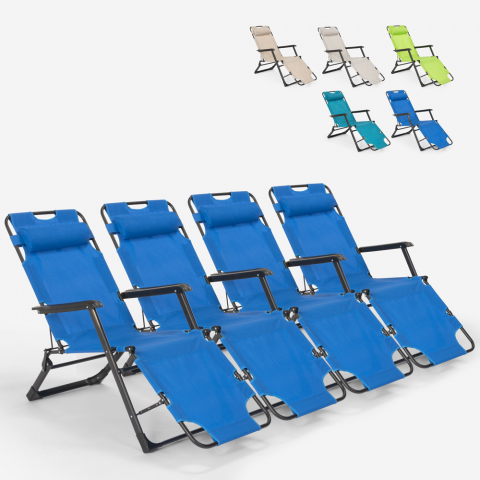 4 sillas de playa tumbona hamaca plegables de jardín multiposición Zero Gravity Promoción