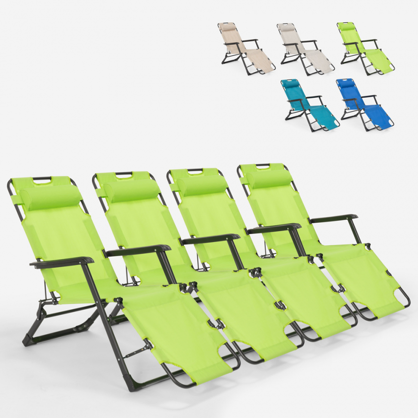 4 sillas de playa tumbona hamaca plegables de jardín multiposición Zero Gravity 
