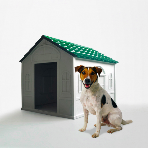 Caseta para perros medianos en jardín de plástico Milo