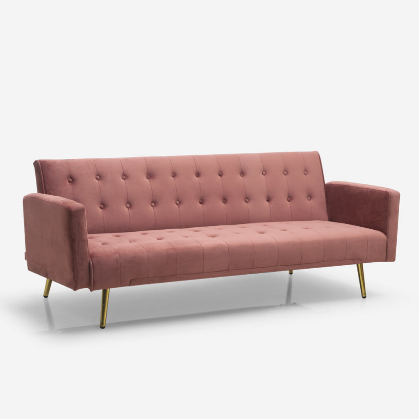 Moderno sofá cama de terciopelo de 3 plazas clic clac Caullae
