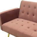 Sofá cama clic clac moderno de 3 plazas de terciopelo con patas doradas Caullae 