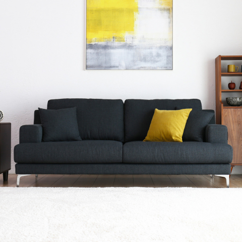Sofá de 3 plazas en tejido estilo escandinavo para salones y salones Yana Promoción
