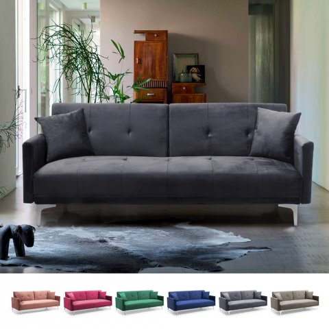 Sofá cama de 3 plazas diseño moderno click clac de terciopelo Villolus Promoción