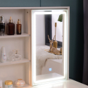 Tocador de maquillaje con espejo, taburete con luz LED Andrina Rebajas