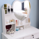 Tocador de maquillaje con espejo de corazón taburete dormitorio Clara Rebajas