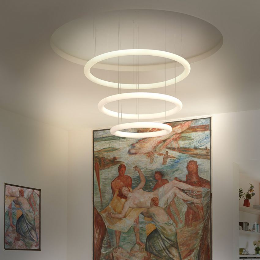 Lámpara de techo circular en suspensión de diseño moderno Slide Giotto Promoción