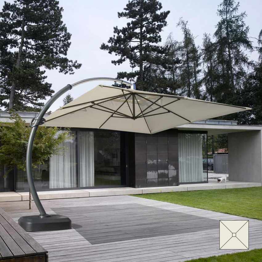 Parasol grande jardín 3,5 metros cuadrado mástil aluminio Anti UV Copenaghen Promoción